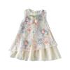 Summer Girls' Dress With Lace Trim Sleeveless Floral Sundress Little Girl'S Vacation-Style Princess Dress