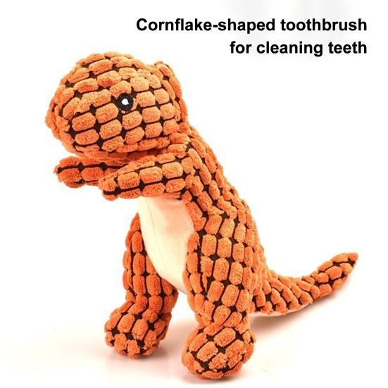 Plush Dinosaur Dog Chew Toy Squeaky Stuffed Tyrannosaurus Rex Boredom Reduction Dog Teething Interactive Dino Plushie Toy Pet Supplies