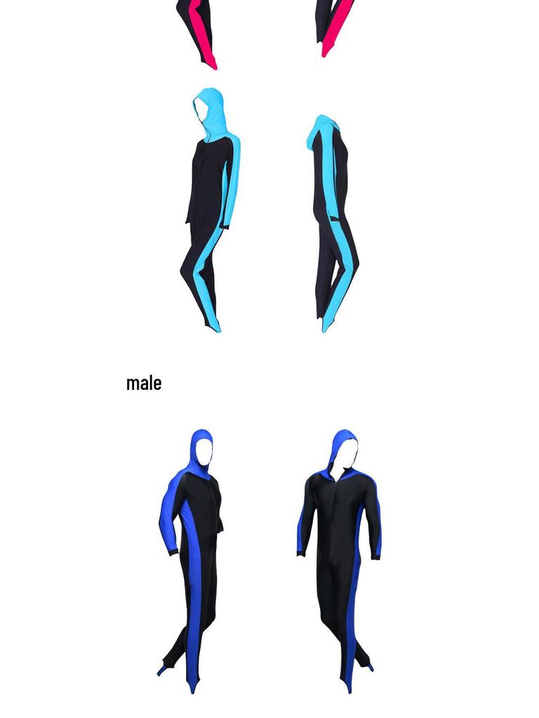 Unisex jednodílné plavky s kapucí a dlouhým rukávem na šnorchlování s UV ochranou