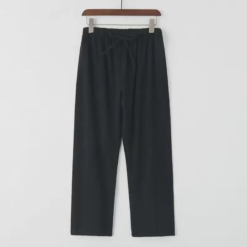 Men's High-End Chinese Style Cotton Linen Pants - Spring/Autumn Thin, Loose, Straight, White Casual Trousers