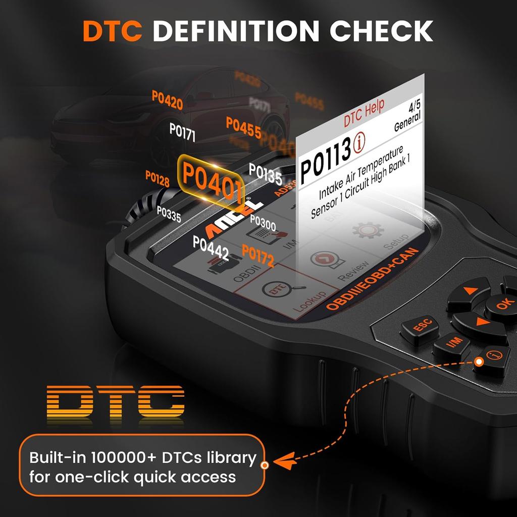 ANCEL AD530 OBD2 Scanner Diagnostic Tool, Universal Check Engine Code Reader With Live Data, Car Diagnostic Tool With Upgraded Battery Tester & All