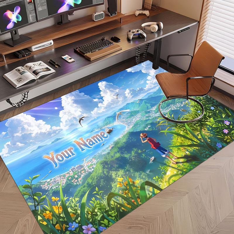 Custom Name Crystal Velvet Rug,One Piece Comfortable Anti Slip Floor Mat For Room Decoration