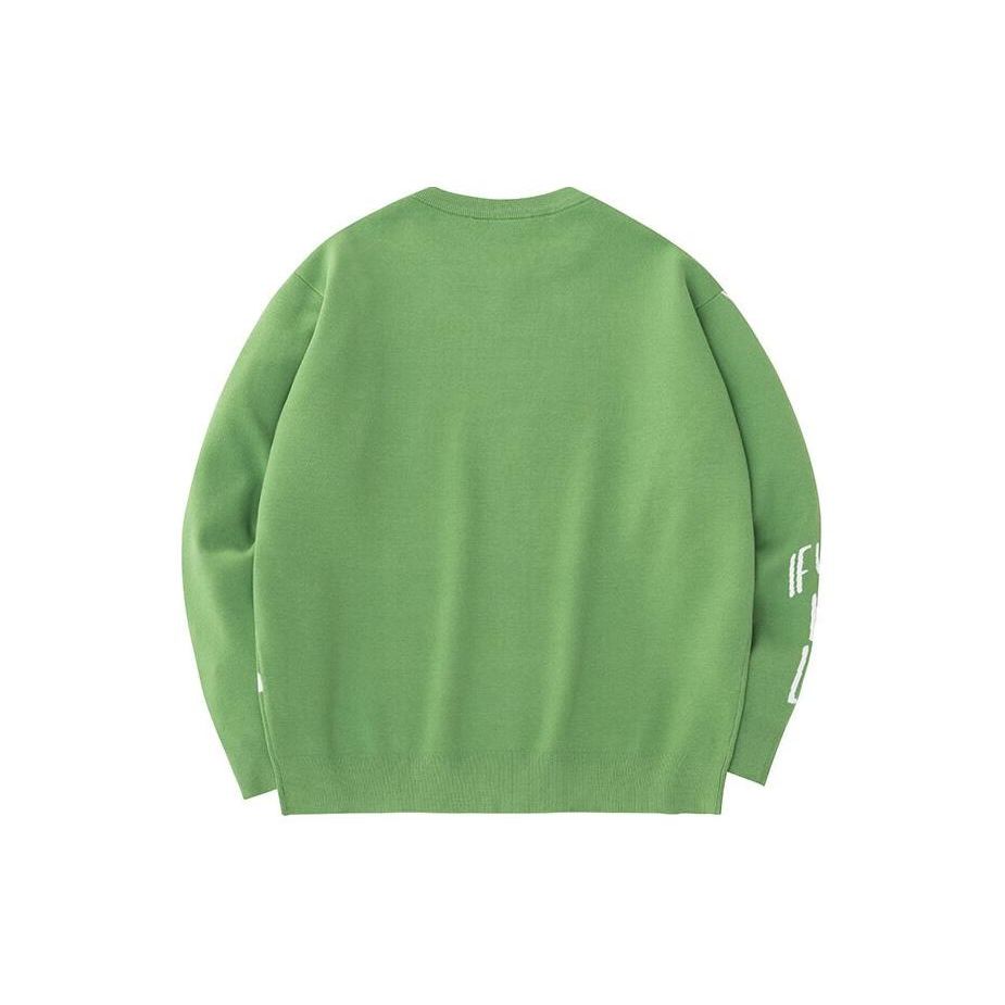 Anta Lucky You Skateboard Letter Print Round Neck Casual Pullover Long Sleeve Knit Sweater Unisex Sweater Starry-Green Paper-White 172348703S-3