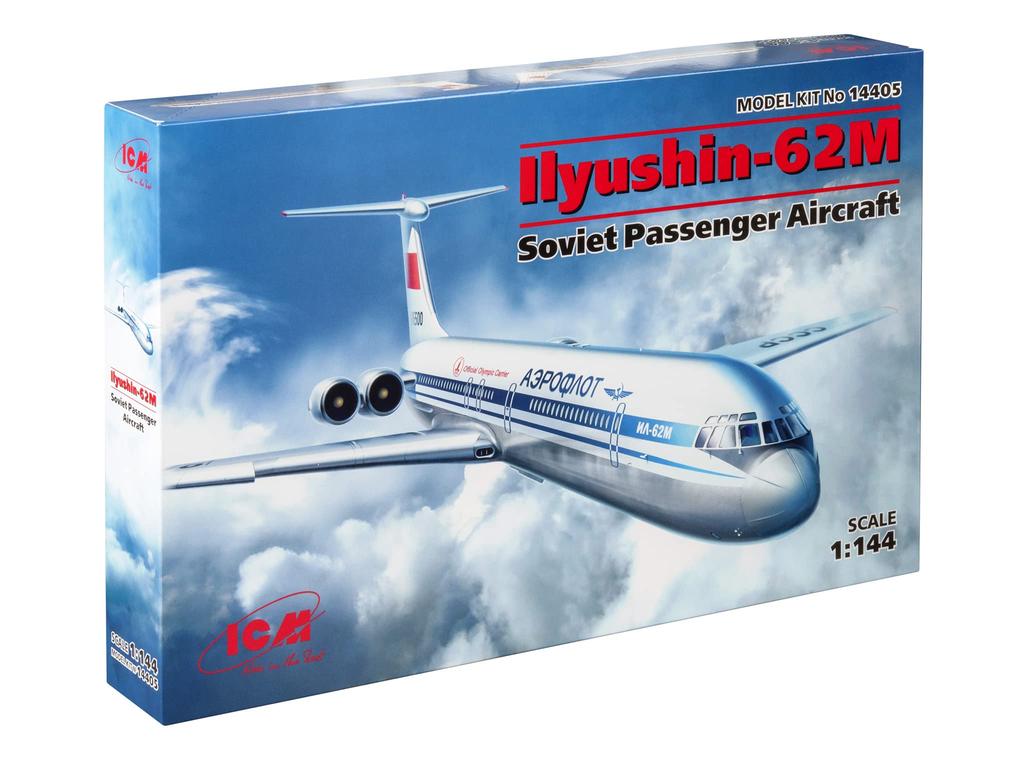 ICM 1/144 Scale Ilyushin IL-62M Long-Haul Passenger Aircraft Plastic Model