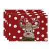 4PCS Christmas Placemats 30x45cm Linen Christmas Trees Snowflake Gnome Print Table Mats 2025 Xmas Table Pads For Home Hotel