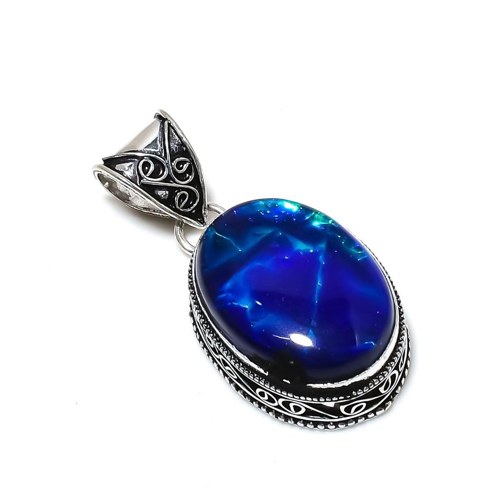 Australian Triplet Opal Gemstone Silver Pendant in 925 Sterling Silver- Handmade Design, Everyday Wear Jewelry, Unique Pendant Engagement Gift