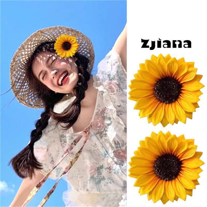 Summer Sunflower Hairclip Sweet Yellow Flower Large Hairpin Edge Clip Women Girls Fashion Hair Accessories Beach Headdress Gifts