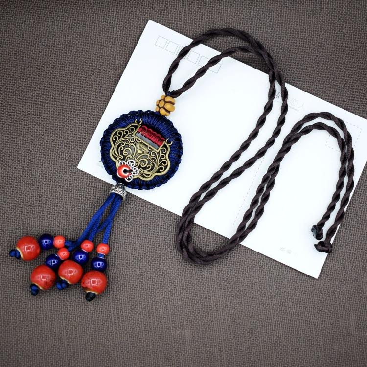 Collana in ceramica intrecciata in stile nazionale retrò, collana da donna, accessori per abbigliamento
