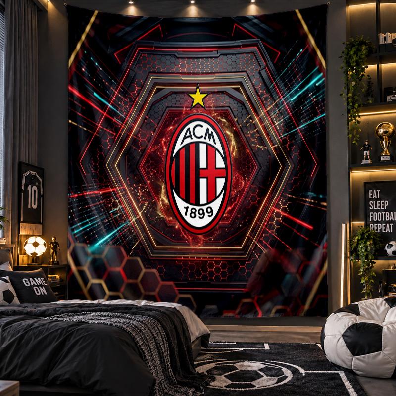 Wall Hanging Tapestry AC Milan Print Cloth for Living Room Bedroom Home Decor