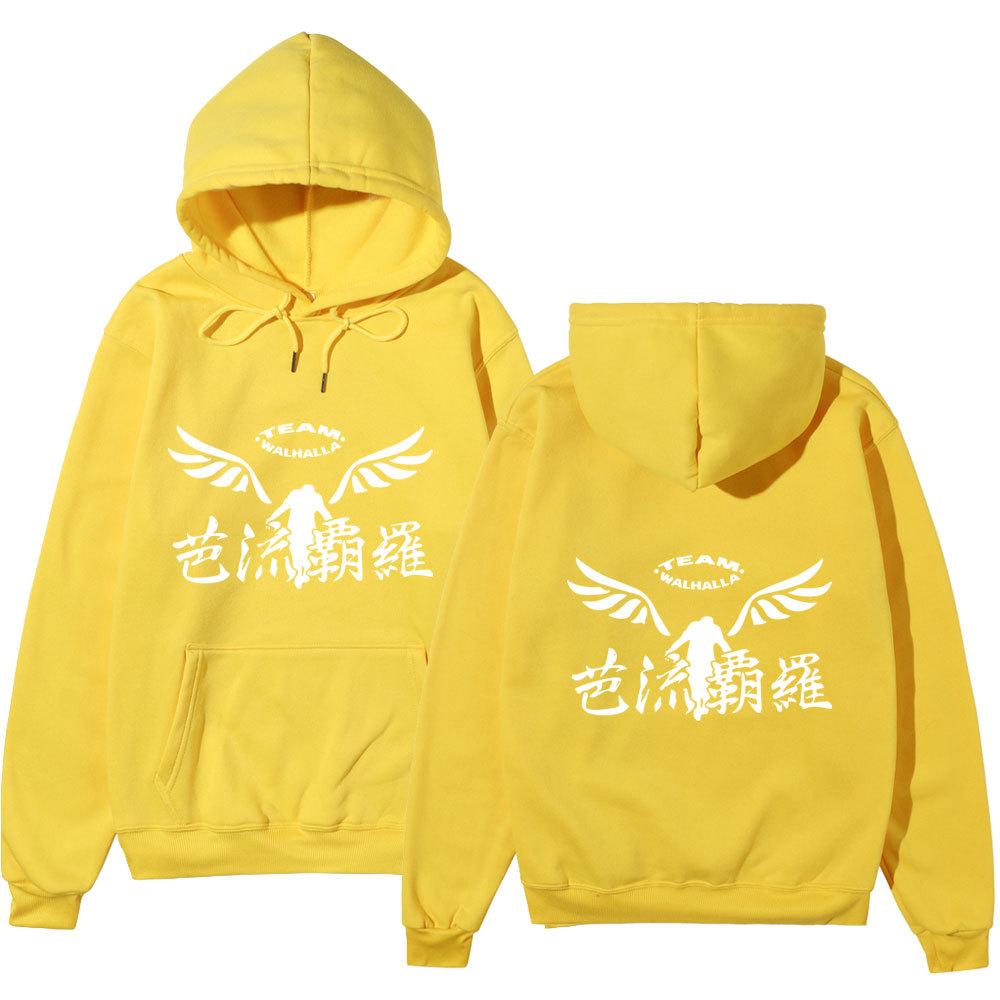 Tokyo Revengers Team Walhalla Unisex Fleece Hoodie Autumn Winter Wing Print Long Sleeve Casual Anime Pullover Sweatshirt