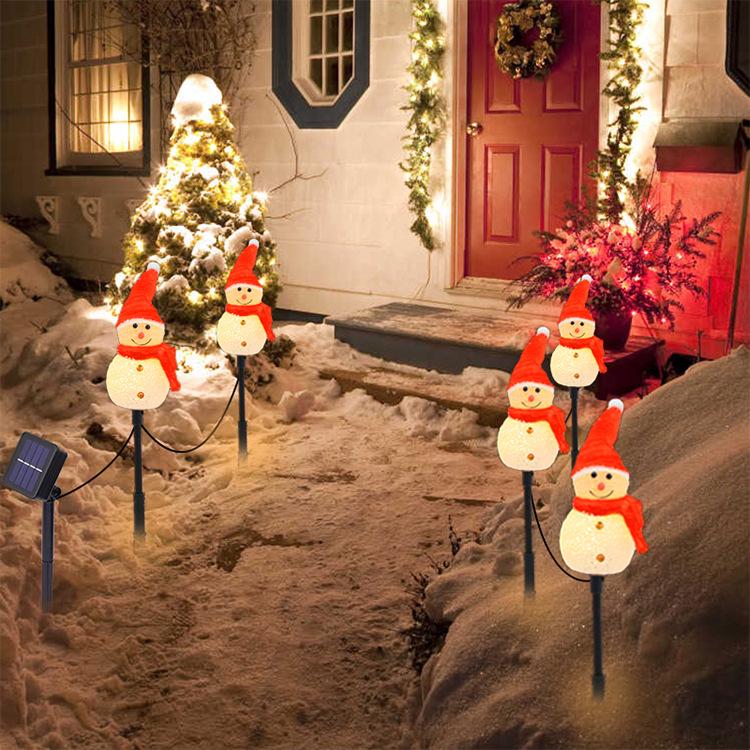 2024 Outdoor Solar Snowman LED Lights – Waterproof, Courtyard Christmas Decoration, Ground Insert, String Lighting