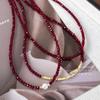 Ancola Red Pearl & Crushed Silver Luxury Choker Necklace: High-End, Fashion-Forward Clavicle Chain