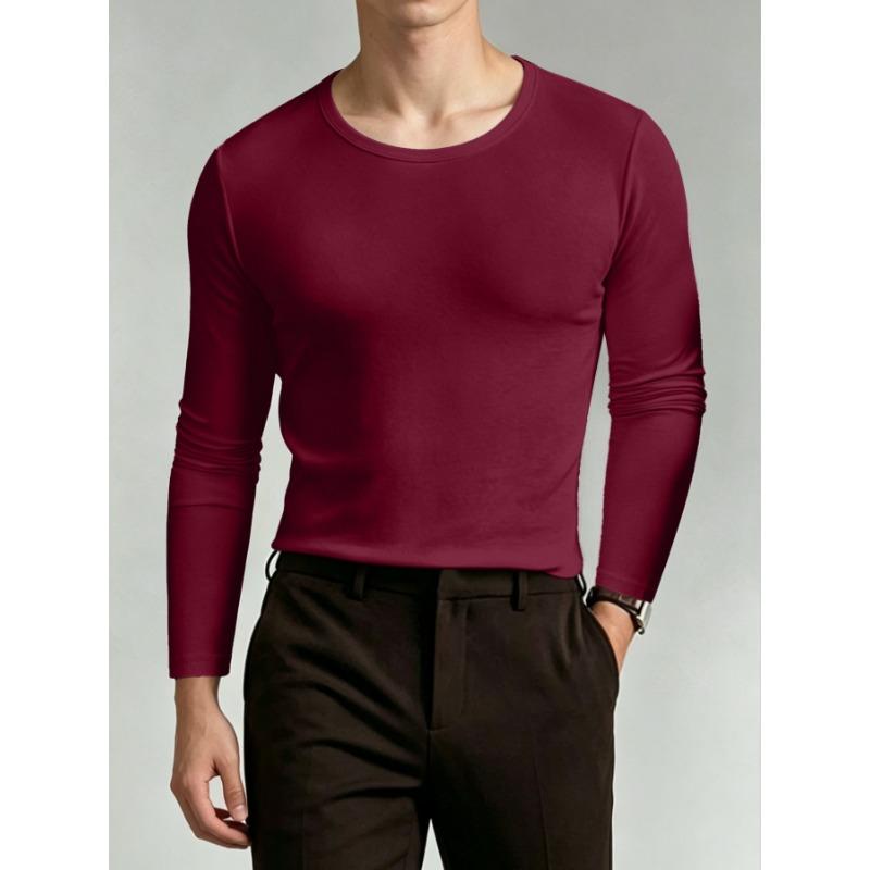 Men S Solid Color Long Sleeve High Neck Base Layer Top