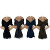 TERAICHI Compact Fringed Bias Insert Neck Petite Mini Unisex Scarf, Pattern, Warmer, Scarf, Scarf, (Brown)