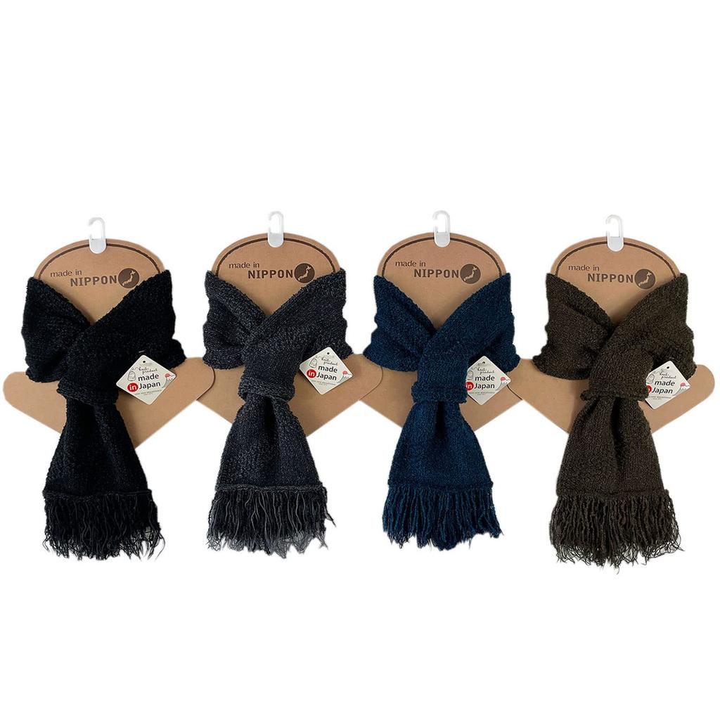 TERAICHI Compact Fringed Bias Insert Neck Petite Mini Unisex Scarf, Pattern, Warmer, Scarf, Scarf, (Brown)