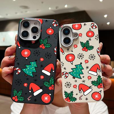 Frohe Weihnachten Baum Hut Muster Matte Weiche TPU Telefon Abdeckung Für iPhone 16 Pro Max 15 Pro 14 Plus 13 12 11 Schlank Stoßfest Objektiv Schutz Fall