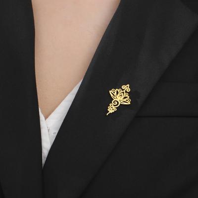 Teamer Unalome Lotus Brooch For Women Girls Stainless Steel Gold Color Badge Lapel Pin Yoga Buddhism Spiritual Accessories Gift