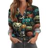 Damen Hemd Bluse Halloween Print Knopf Langarm Lässig Basic Hemdkragen Regulär Top