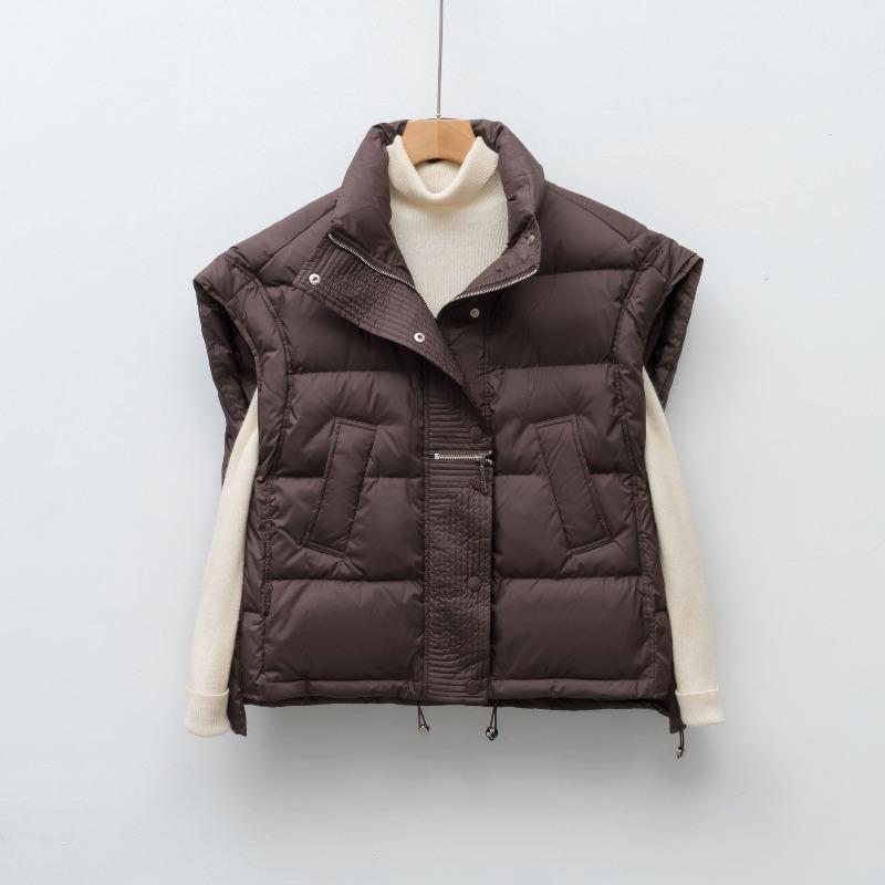 Pikowana kamizelka puchowa ze stójką, bez rękawów, damska, pogrubiona, ciepła, wszechstronna kurtka, modna