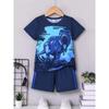 Summer New Children's Set Girls' Summer Set Short Sleeve T-shirt Boys' Shorts Crown 3D Printed Casual Round Neck Children's
