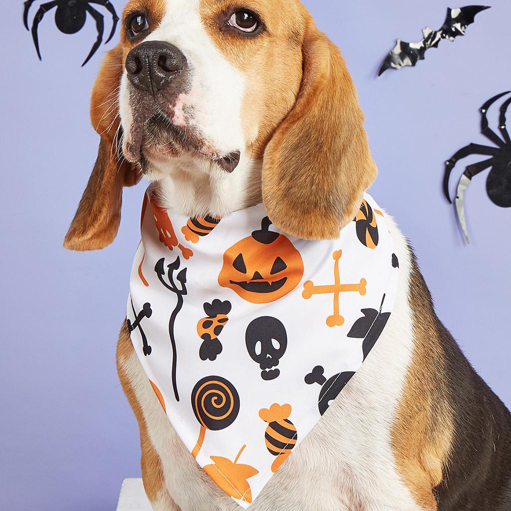 Halloween Pet Dress Up Saliva Towel Printed Dog Triangle Towel Dog Bib Pet Decorative Scarf
