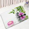 Zen Green Bamboo Bath Mat Set Natural Orchid Flower Black Stone Plant Home Carpet Bathroom Decorative Floor Rug Toilet Lid Cover