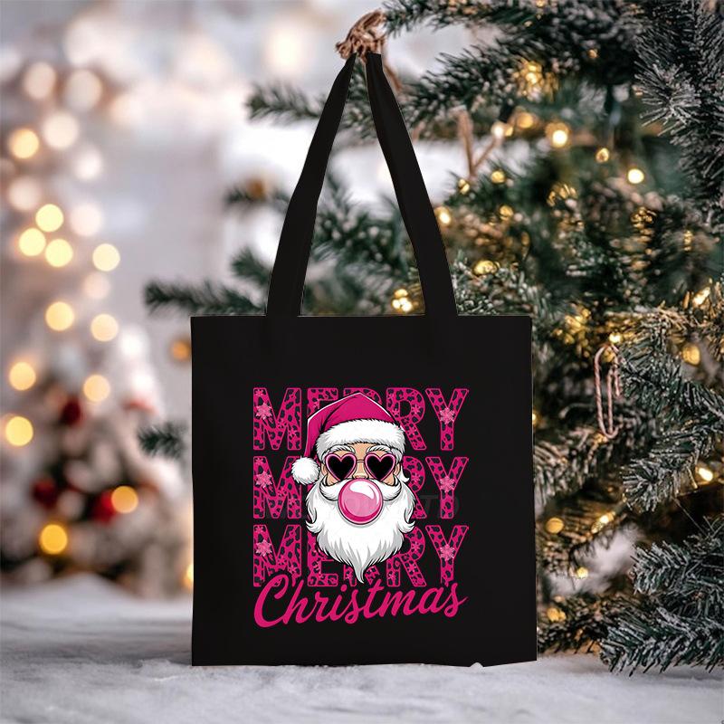 Christmas Christmas Printed Canvas Bag Large Capacity Casual Trend Student Shoulder Bag Tote Bag