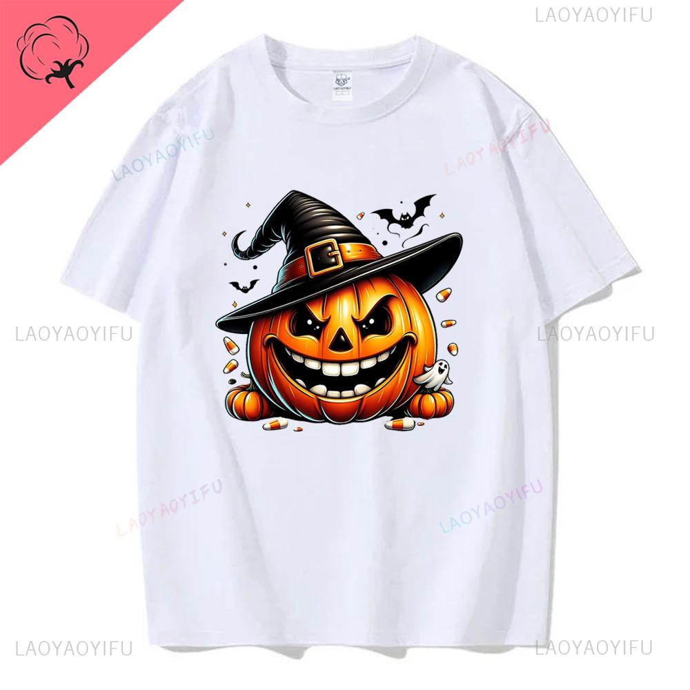 Trick or Treat Halloween T Shirts PumpkinCandyBonesSkeletonfunny Halloween Costume Cotton Men Women  Tops Graphic T Shirts