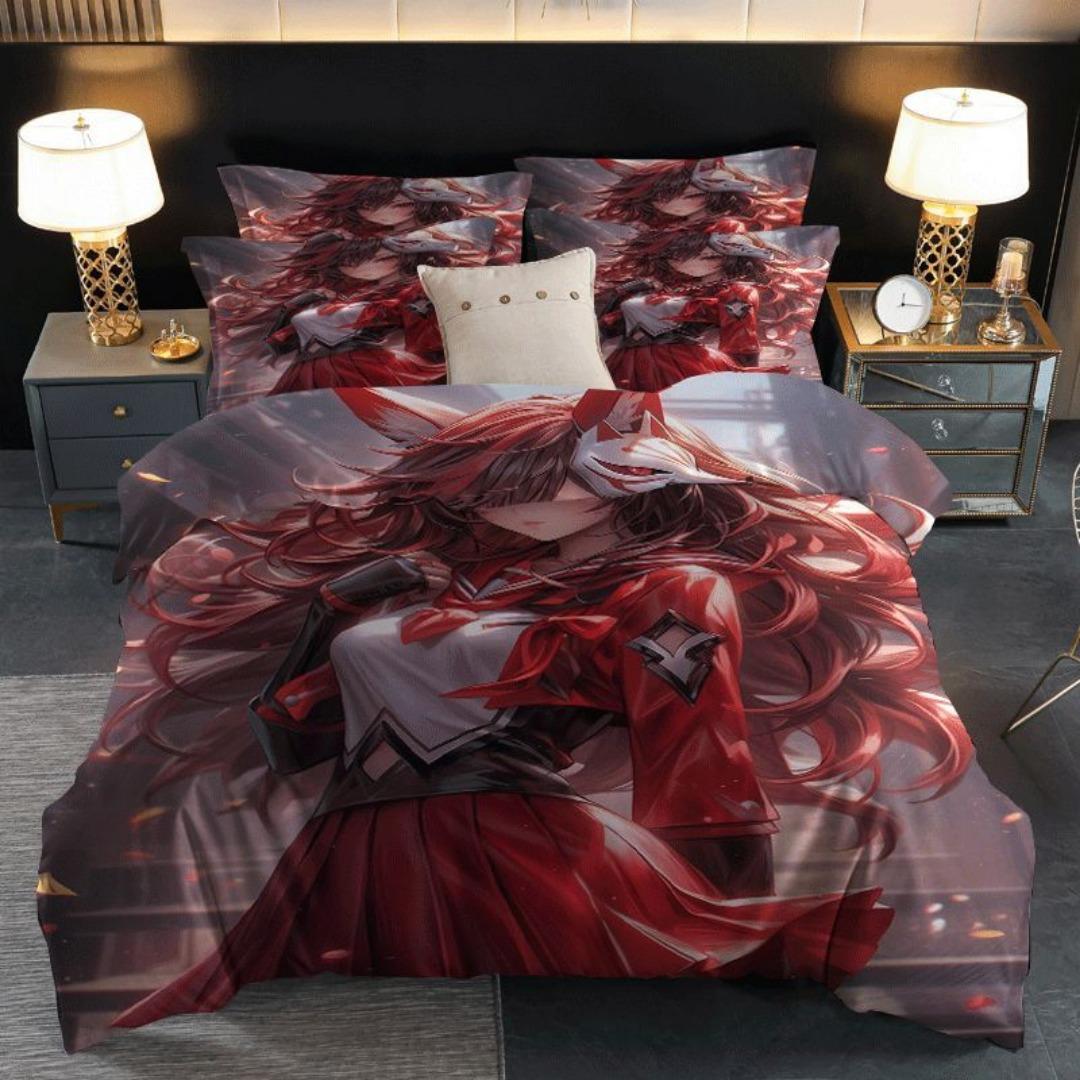 

Comforter 2/3Pcs Firefox Girl Anime Printed Set Set Contains And - Perfect For Bedroom Comforter (quilt)-EU Single(135*200cm)3pcs