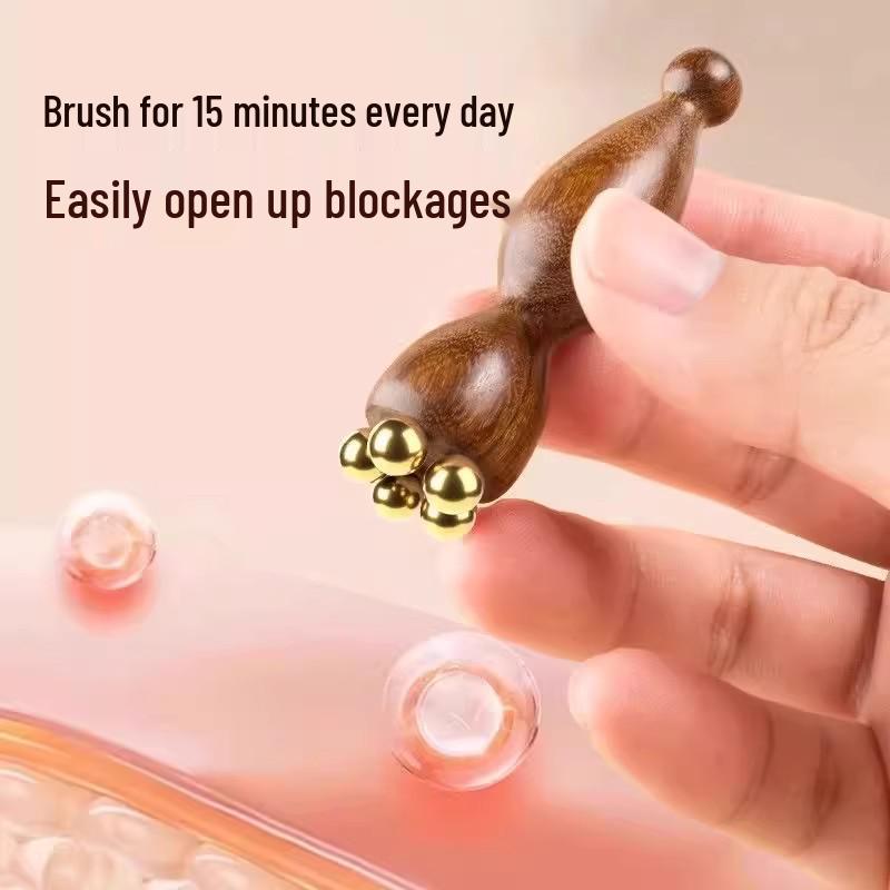 Newcomer Exclusive: Small Lotus Brass Meridian Massage Comb & Gua Sha Stick for Face and Eye