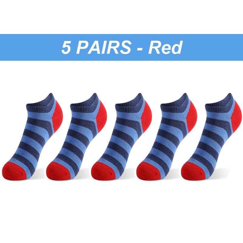 

Мужские носки высокого качества, 5 пар, большие размеры, весна-лето, спортивные дышащие полосатые лоскутные носки-лодочки, подарки для мужчин Meias EUR38-46 красный