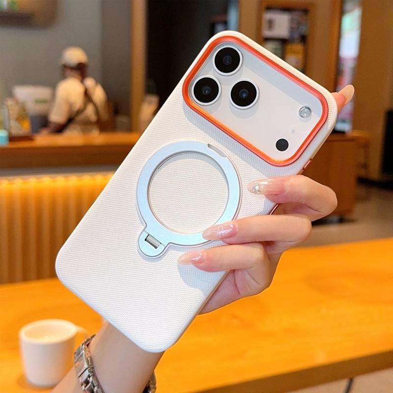 For Apple iPhone 17 17 Pro 17 Pro Max 17 Air  Solid Color Rotating Magnetic Stand Anti-drop and Anti-fingerprint Phone Case