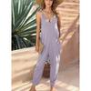 American Shiying Solid V-neck Sling Jumpsuit Women 2025 Summer New High Waist Straight Jumpsuit Women
