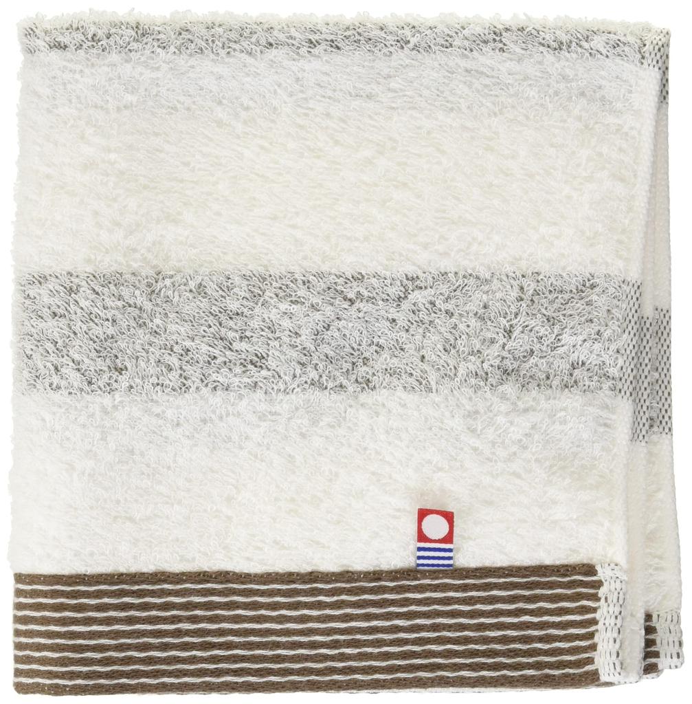 Hayashi Hand Towel, approx. 34 x 35 cm, Imabari Towel, Famille Border, Brown, WI207026, Made in Japan