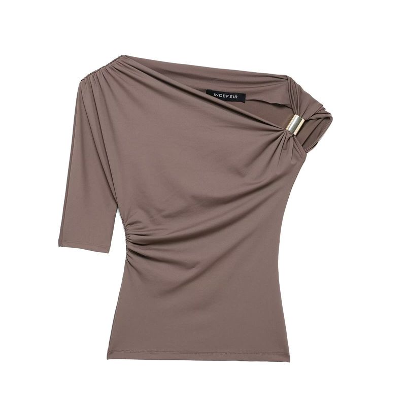 Kaslead New Arrival Women's Clothing Fashion Style Fashion All-Match Nylon Asymmetric Minimalist Tops 1026164