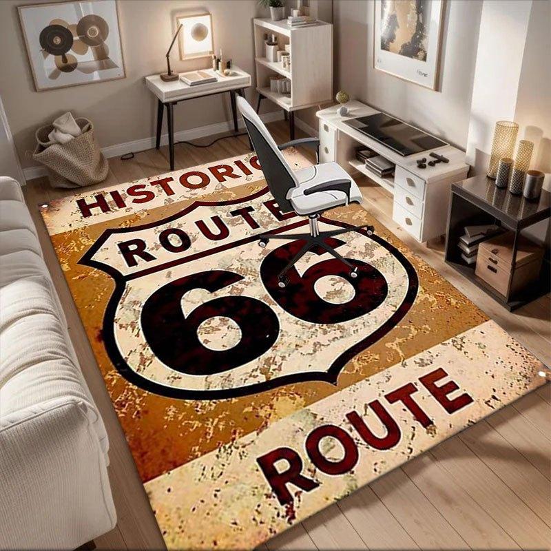 

Historic Route 66 Metal Sign Wall DecorOffice Mat Home Decor Office Desk Chair Rugs Chair Carpet for office Chair Mat Gift For Halloween & C 60cm by 90cm