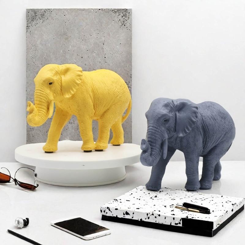 Estatua de Elefante Moderna Decoración para el Hogar Figurilla de Resina Moderna Escultura de Elefante Decoraciones Adorno para Escritorios Estanterías