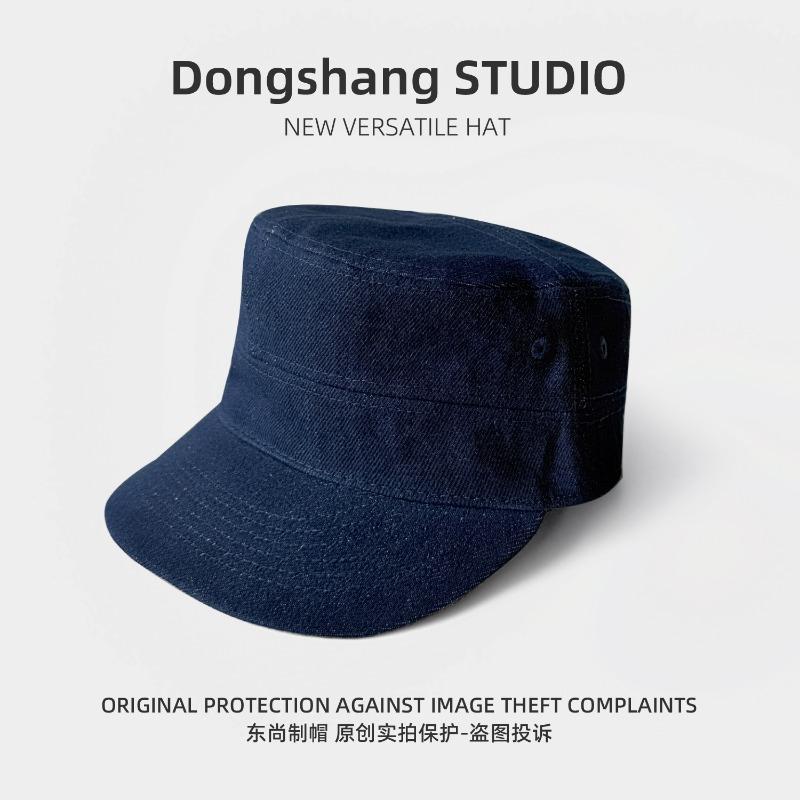 

25 new denim equestrian hats in early autumn, simple wind shading, breathable and small face, big head circumference hat темно-синий