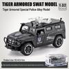 1:32 Pull-Back Alloy Police Car Toy with Lights & Sound – Six-Opening Doors for Kids