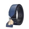 Unisex Korean H Buckle Genuine Leather Belt with Lychee Grain Design