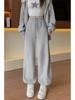 2025 New Style Wide-Leg Sweatpants: Elastic Cuffs, Loose Fit, Plus Velvet, Thickened for Autumn/Winter, Solid Colors