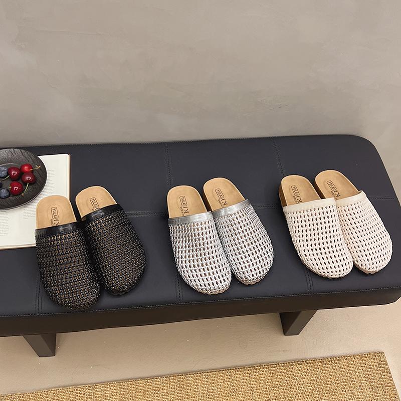 Fashion Fashion Summer Women Mesh Slippers Breathable New Female Sweet Bowknot Ladies Slip-on Mules Shoes Women's Causal Flat Slippers