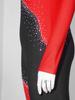 S-3XL Women‘s Dance Bodysuit Sparkly Rhinestones Long Sleeve Pants Back Zipper Color Block Full Coverage Unitard for Skating Ballet