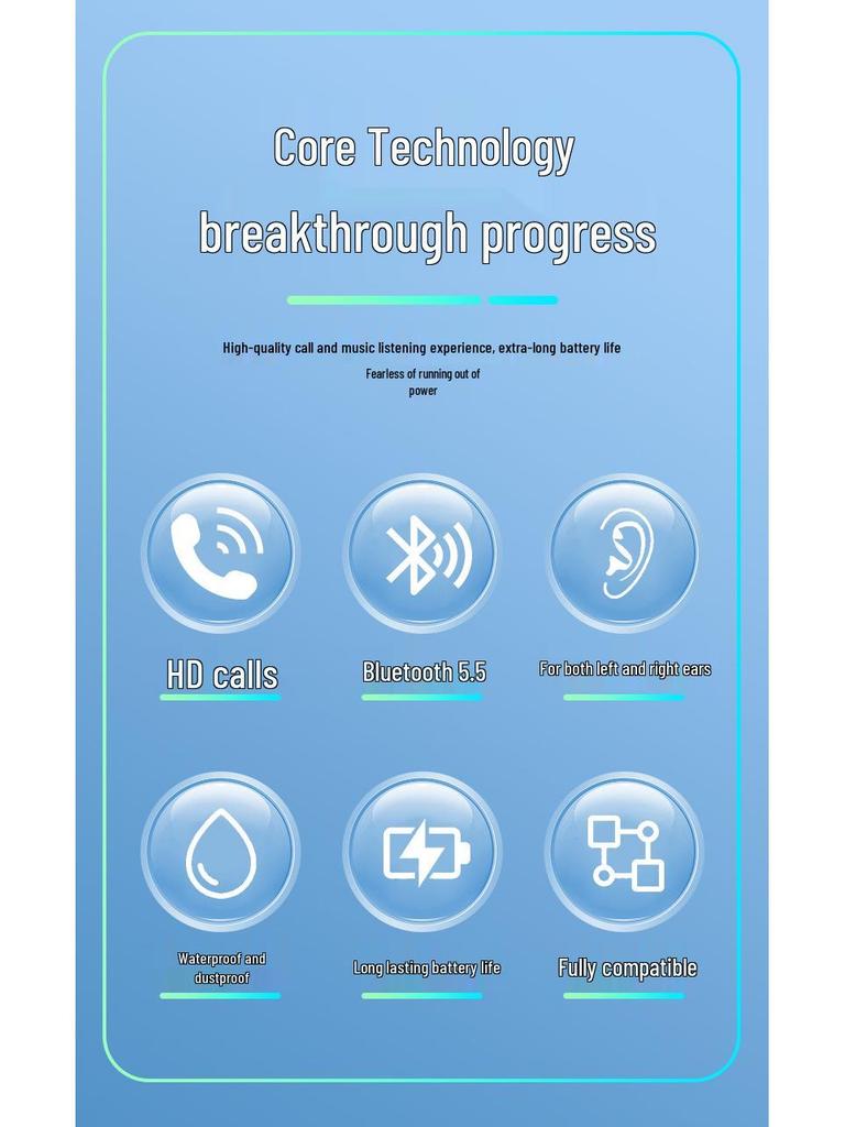 Bluetooth Wireless Stereo Ear-Hook Headset with Digital Display - Universal Fit