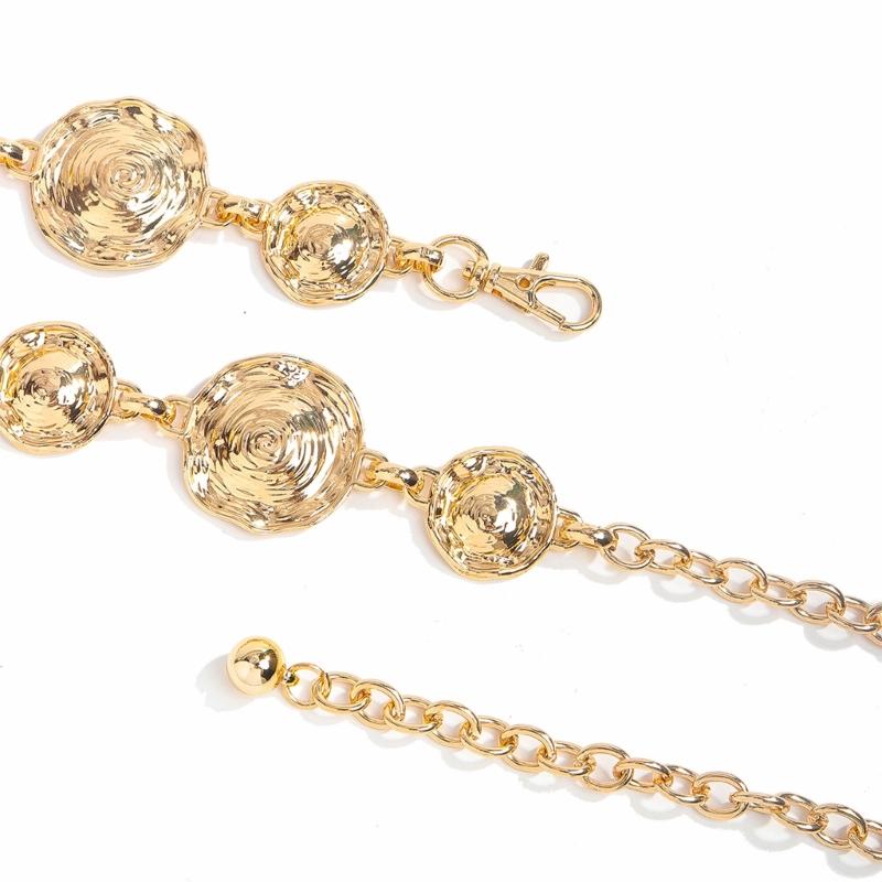 Geometric Sea Shell Design Waist Chain Adjustable Length Chain Belt For Women Teens Dress Pants Fashion Accessories