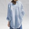Lockeres Leinenhemd im französischen Stil für Damen: Schlichte und elegante Reversjacke.