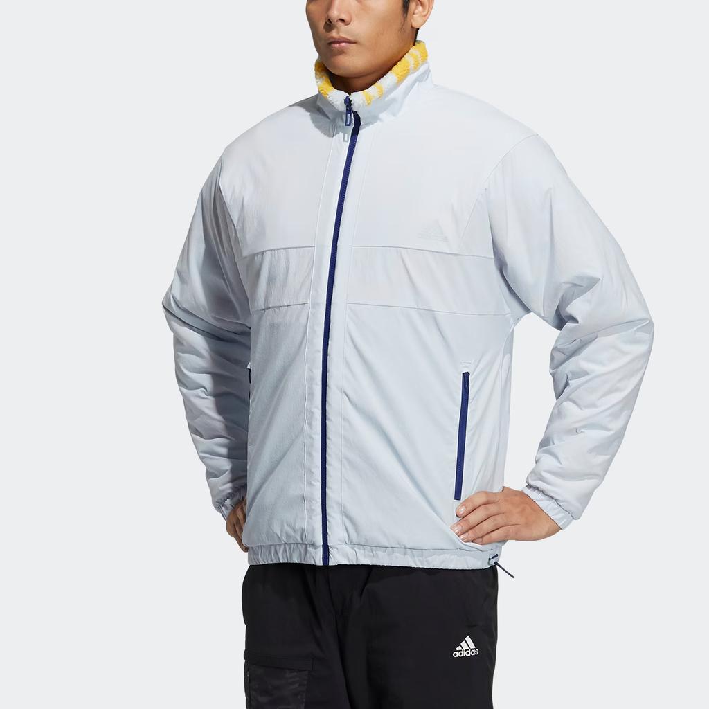 Adidas Sport Lifestyle Serie Retro Stehkragen Reißverschluss Wendbar Colorblock Fleecejacke Herren Jacke Hellblau Weiß H39242