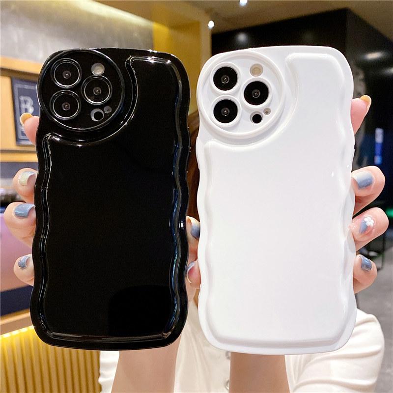 Objektivschutz Transparente lockige Wellen-Telefonhülle für Iphone 13 11 12 Pro Max Xs Max Xr X Xs stoßfeste Stoßstange klare hintere Abdeckung