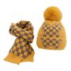 2Pcs/Set Children Hat Scarf Set Plush Ball Decor Thickened Velvet Lining Windproof Kids Winter Hat Scarf Set