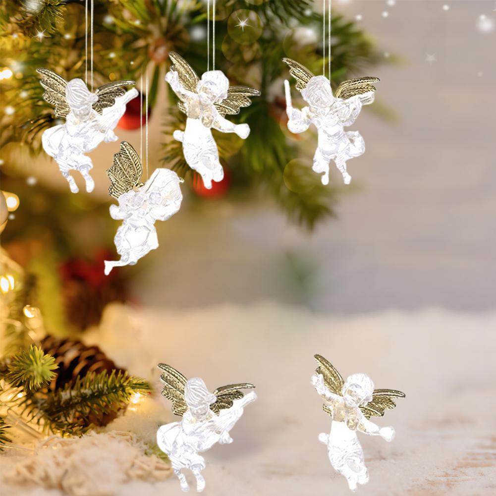 4pcs Christmas Transparent Angel Pendant Holiday Party New Year Decoration Home Angel Pendant  Christmas Tree Ornament